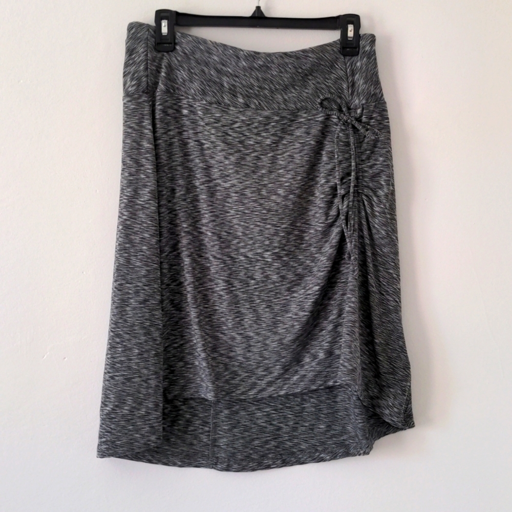 North Face Pull On High Low Heathered Gray Stretch Midi Skirt Packable Travel